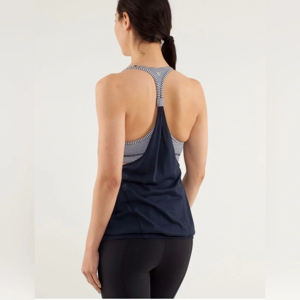 Lululemon Athletica Practice Freely Tank in Inkwell gingham women’s size 6 - Picture 3 of 13